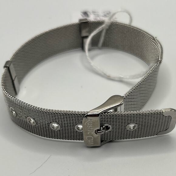 Rustic Cuff silver mesh belt buckle bracelet - Picture 3 of 4